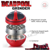 Deadpool Grinder Plastic Shell 2" Metal Magnetic Herb Grinder, Spice Crusher, Weed Grinder, Marijuana Grinder - 3 PC