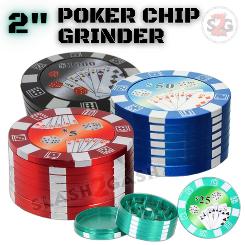 2" Herb Grinder Poker Chip Magnetic Spice Crusher Metal Grinder 3 PC Weed Grinder Marijuana Grinder Pot Grinder - Assorted Colors