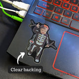 S2G Sticker Vinyl Decal Funny Toddler Flipping Balisong Knife Skeleton Bones Butterfly Knives 3" Clear Backing