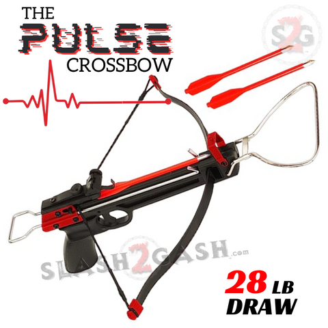 The PULSE Bolt Crossbow 28 Pound Draw w/ Foot Stirrup Black Red Crossbow