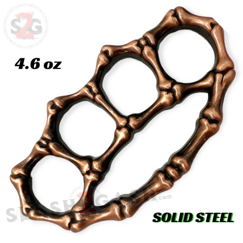 Skeleton Bones Brass Knuckles Paperweight Knuckle Duster - Copper Bones