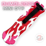 Pink Camouflage Mini Out The Front Knife Small Automatic Switchblade Knives California Legal - Serrated Bumble Bee