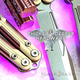 Cygnus Balisong Clone Butterfly Knife TIANQI  - Aluminum w/ G10 Thicker Hardware Pivots Deeper Heads