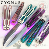 TIANQI Cygnus clone Balisong Butterfly Knife - Aluminum w/ G10 Green Pink Purple Training Practice