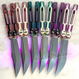 TIANQI Cygnus clone Balisong Butterfly Knife - Aluminum w/ G10 Green Pink Purple Training Practice