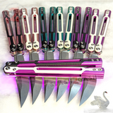 TIANQI Cygnus clone Balisong Butterfly Knife - Aluminum w/ G10 Green Pink Purple Training Practice