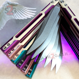 TIANQI Cygnus clone Balisong Butterfly Knife - Aluminum w/ G10 Green Pink Purple Training Practice