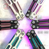 TIANQI Cygnus clone Balisong Butterfly Knife - Aluminum w/ G10 Green Pink Purple Training Practice