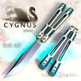 Cygnus Balisong Clone Butterfly Knife TIANQI - Green White Aluminum w/ G10 Trainer