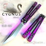 Cygnus Butterfly Knife Clone Balisong TIANQI - Purple Black Aluminum w/ G10 Trainer