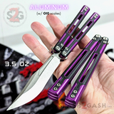 Cygnus Butterfly Knife Clone Balisong TIANQI - Purple Black Aluminum w/ G10 Trainer