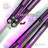 Cygnus Butterfly Knife Clone Balisong TIANQI - Purple Black Aluminum w/ G10 Trainer