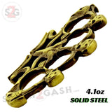 Demon Goat Skull Baphomet Knuckles Duster - Aged Bronze steel skeleton paper weight