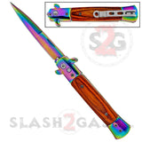 Diablo Stiletto Automatic Knife Milano Switchblade - Rainbow Rosewood