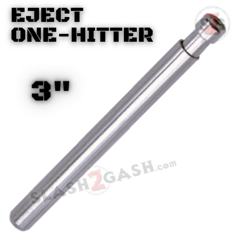 Metal Cigarette Shape One Hitter w/ Eject Dug Out - Gun Metal 3" Pipe