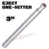 Metal Cigarette Shape One Hitter w/ Eject Dug Out - 3" Smoking Pipe