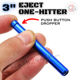 Metal Cigarette Shape One Hitter w/ Eject Dug Out - Blue 3" Smoking Pipe