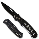 EYELET Automatic Knife Switchblade with Holes + Safety Lock - Black