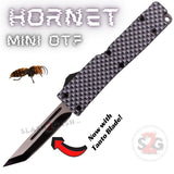 Tanto Carbon Fiber Mini Switchblade knife Out The Front with Clip Small Automatic Key Chain Knives - Hornet