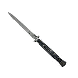 13" Ginormous Godfather Stiletto Automatic Knife - Black Marble Italian Switchblade