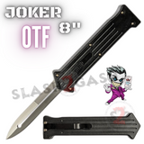 JOKER OTF Knife 8" Automatic Switchblade Dagger ABS Handle - Black w/ Silver Blade