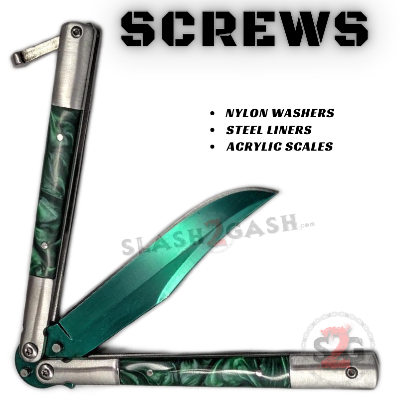 Billlie シーグリ Withmuu ハルナ Marble Butterfly Knife Pearl Swirl Single Edge Balisong