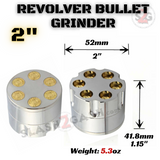 Revolver Bullet Herb Grinder Tobacco Mill Pot Grinder - 3 Parts 2 Sizes 40mm 50mm