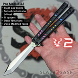 Best Replicant Balisong clone S2G Butterfly Knife V2 Sunset liners Black G10 VG10