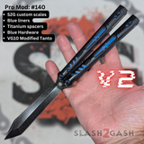 Best REP clone Butterfly Knife V2 TITANIUM Balisong Black Blue G10 Replicant Custom Tanto S2G 140 slash2gash