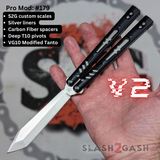 Franken REP Butterfly Knife V2 Balisong Replicant clone S2G Black Silver Modified Tanto 179