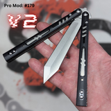 Franken REP Butterfly Knife V2 Balisong Replicant clone S2G Black Silver Modified Tanto 179