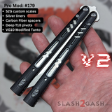 Franken REP Butterfly Knife V2 Balisong Replicant clone S2G Black Silver Modified Tanto 179