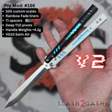 Replicant Balisong Clone Franken REP Butterfly Knife V2 Black White S2G Rainbow Titanium 186