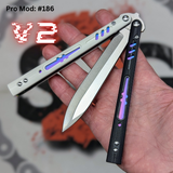 Replicant Balisong Clone Franken REP Butterfly Knife V2 Black White S2G Rainbow Titanium 186