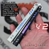 Replicant Balisong Clone Franken REP Butterfly Knife V2 Black White S2G Rainbow Titanium 186
