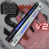 Replicant Balisong Clone Butterfly Knife Black White Pink Channel S2G Franken Rep Rainbow Titanium 187