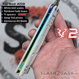Replicant clone Balisong V2 Butterfly Knife White G10 Damascus Rainbow Fade Titanium S2G