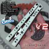 Best Replicant Clone Franken Rep Balisong V2 Butterfly Knife Oreo Black and White S2G Trainer 215