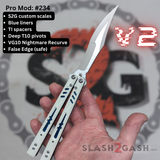 Replicant Clone Butterfly Knife V2 Balisong White Blue S2G Nightmare Recurve Franken Rep 234