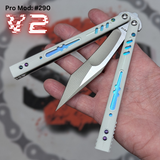 Replicant Balisong clone V2 Franken REP Butterfly Knife S2G White G10 Rainbow Fade Tanto Recurve 290