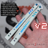 Replicant Balisong clone V2 Franken REP Butterfly Knife White G10 Rainbow Fade Tanto Recurve 290