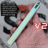 Replicant Balisong clone V2 Franken REP Butterfly Knife S2G White G10 Rainbow Fade Tanto Recurve 290