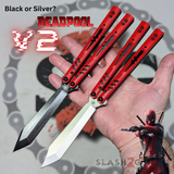 Deadpool Balisong Franken REP Butterfly Knife V2 Red Black Replicant clone custom S2G scales