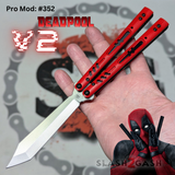 Deadpool Balisong Franken REP Butterfly Knife V2 Red Black Replicant clone custom S2G scales 352