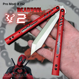 Deadpool Balisong Franken REP Butterfly Knife V2 Red Black Replicant clone custom S2G scales 352