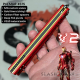 Replicant Clone Butterfly Knife Franken REP Balisong V2 Red Gold Iron Man custom S2G scales 375