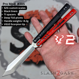 S2G Replicant Clone V2 Butterfly Knife Balisong Black Red custom S2G scales 385