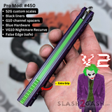 Franken REP Butterfly Knife V2 Balisong Purple Green Joker Replicant clone custom S2G scales Channel Spacers