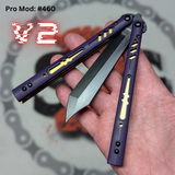 Franken Rep Balisong V2 Butterfly Knife Purple Gold Titanium S2G Best Replicant clone 460