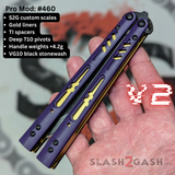 Franken Rep Balisong V2 Butterfly Knife Purple Gold Titanium S2G Best Replicant clone 460